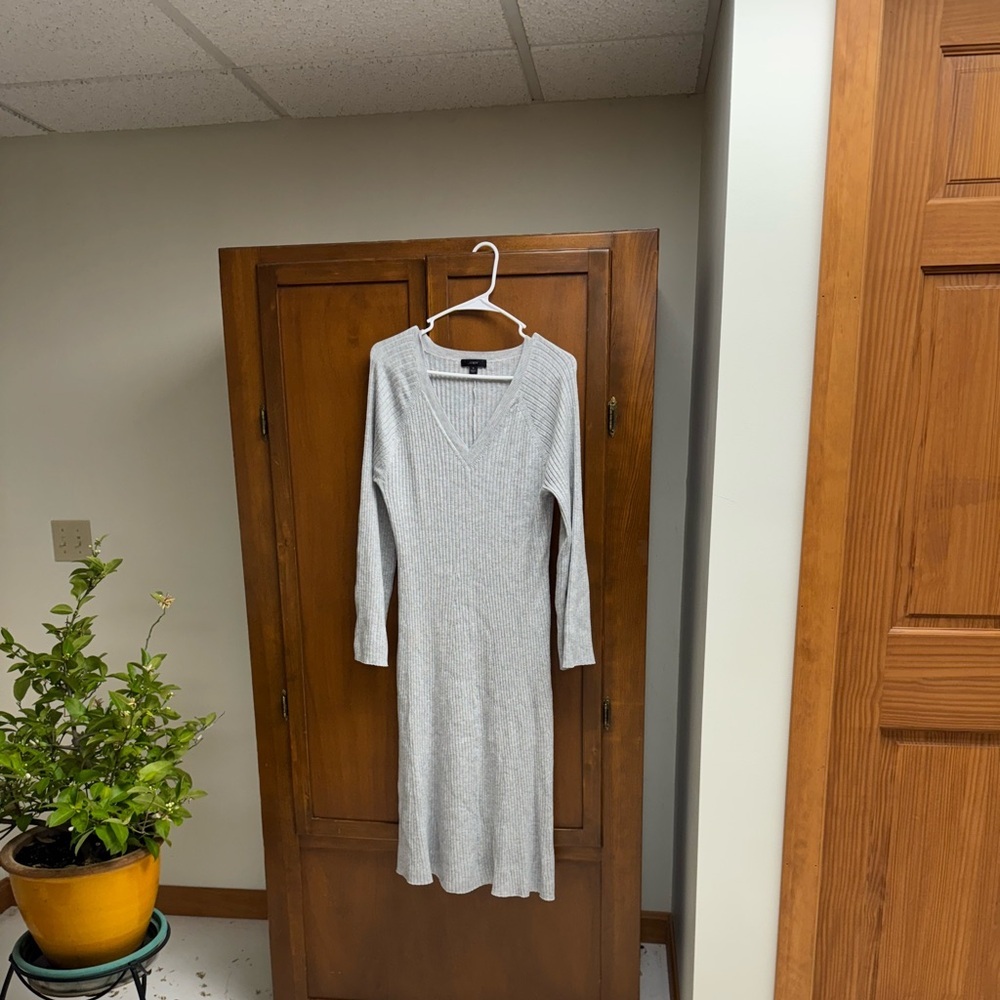 J. Crew Gray Long Sleeve Sweater Dress Sm 16in pit acrylic lyocell knit